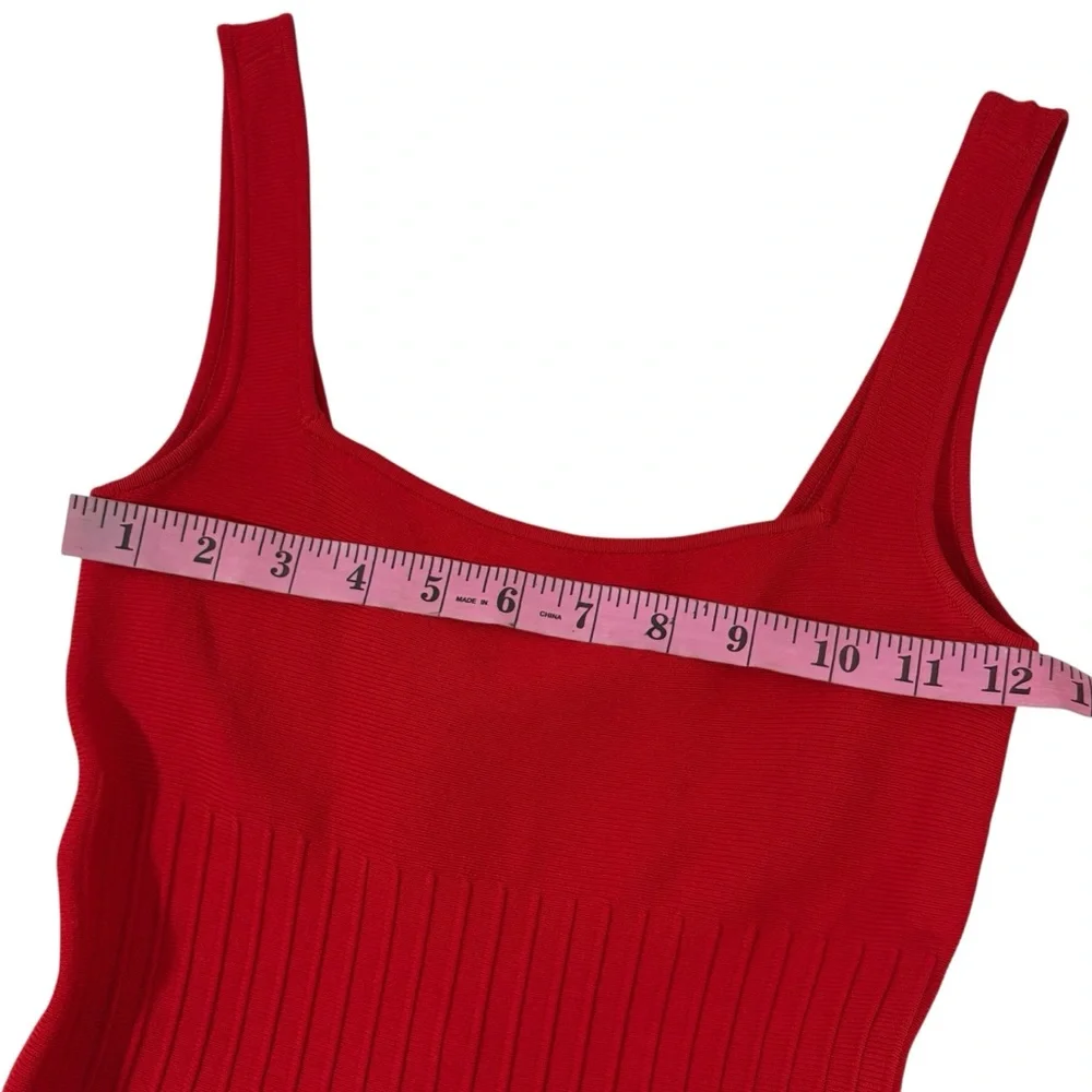 STAUD NWT red knit sleeveless ellison midi dress XS - Picture 10 of 13